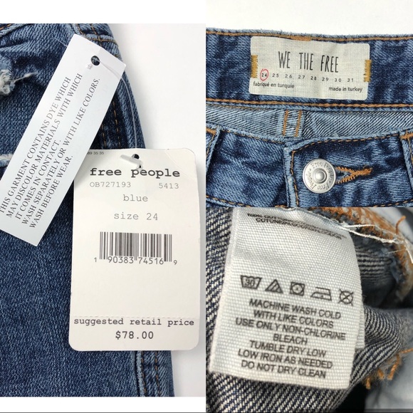 SOLD NWT Free People Boyfriend Distressed Jeans 24 - Picture 7 of 8